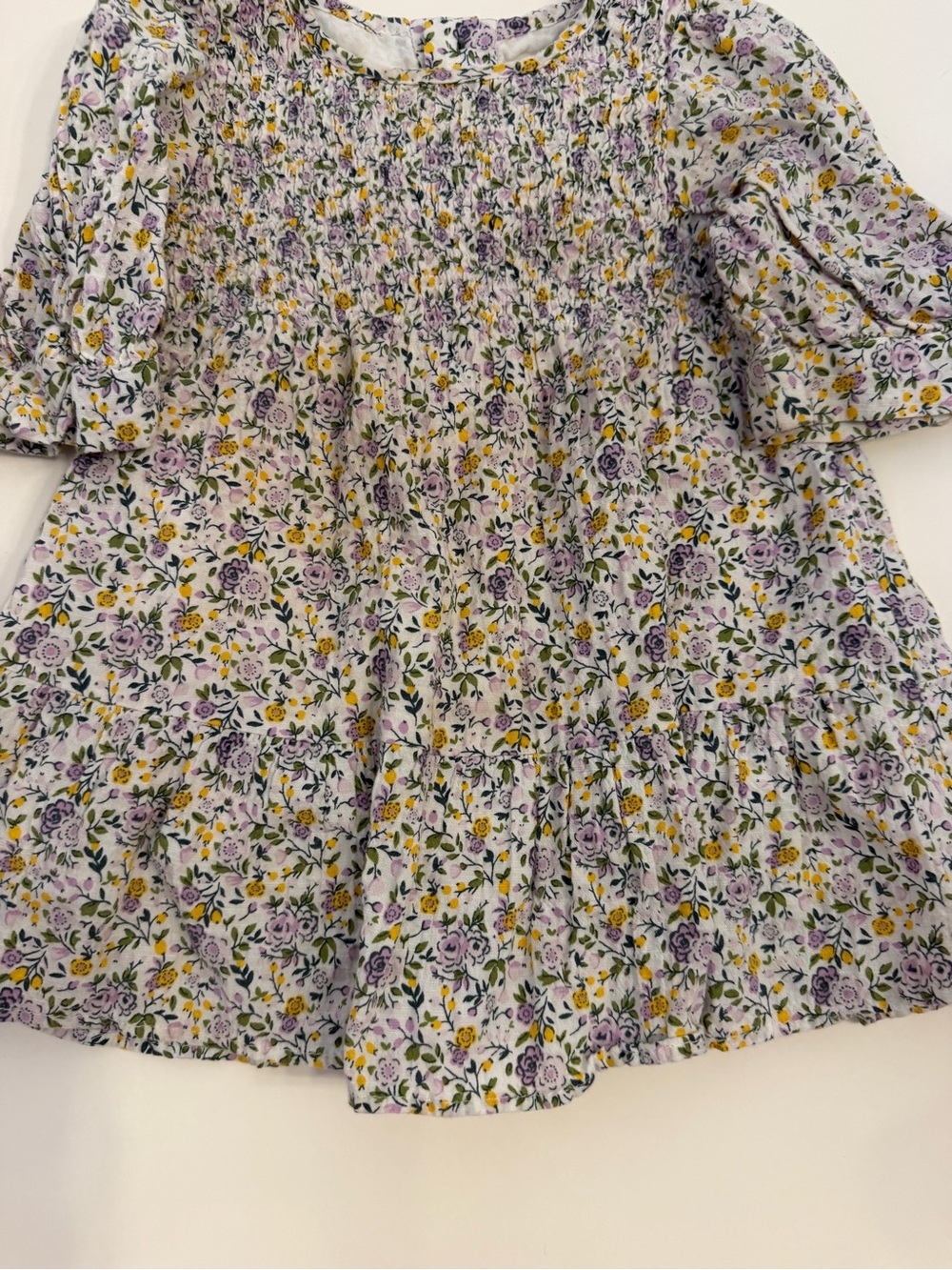 Zara Floral Smocked  Lavender and Yellow floral dress size 12/18 months